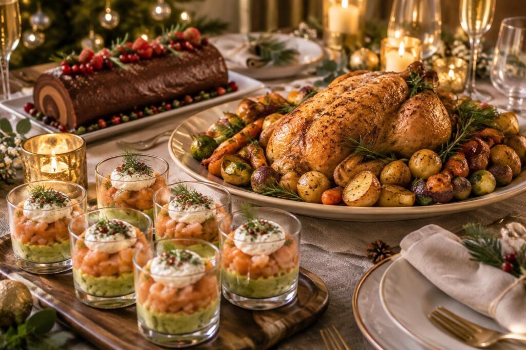 découvrez un menu de fête facile avec entrée, plat et dessert à préparer à l’avance pour profiter pleinement de vos invités le jour j.