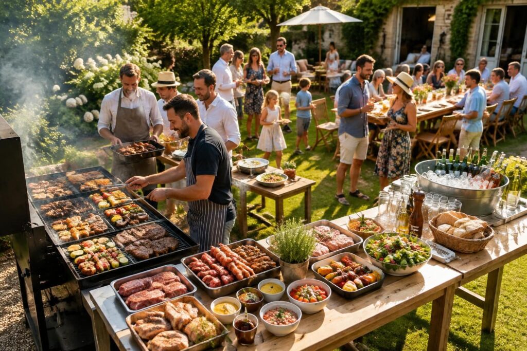 découvrez les quantités de viande, d’accompagnements et de boissons à prévoir pour un barbecue réussi à 40 personnes, avec des conseils d’organisation.